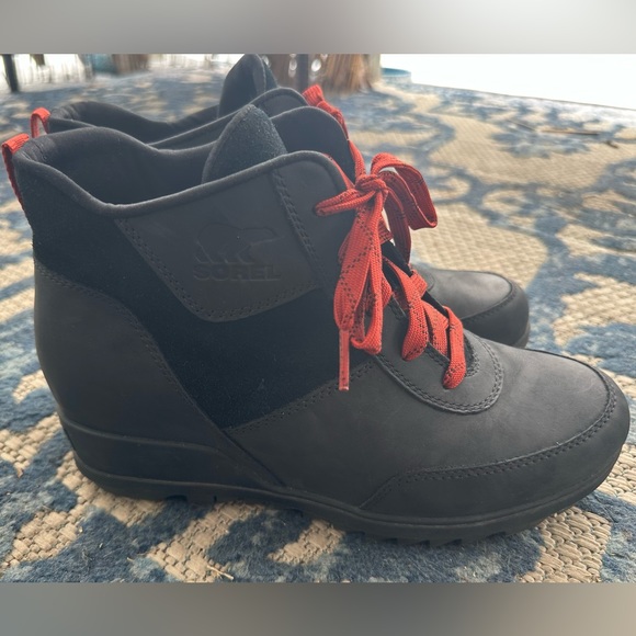SOREL Evie Sport Lace wedge bootie Black 8.5 - Picture 4 of 9
